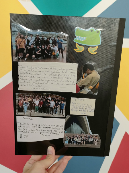 西シドニー大学のサポーターの皆さんからの寄せ書き