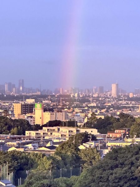 生田キャンパスのセンターフォレストから見た虹